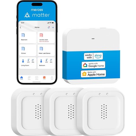 Détecteur de Fuite d'eau Connecté avec MSH450, 100dB Alarm Capteur de Fuite d'eau Wi-FI Détection 0,3 mm, 100dB Sensor (1/5)