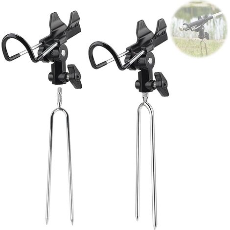 Support de Canne à Pêche, 2 pièces Porte Canne à Pêche Pour Pêche, Inox 360° Support de Canne à PêChe En RéGlable En Acier Inoxydable, pour la pêche au bord (Noir) (1/5)