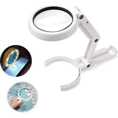 Handheld magnifying glass, 5X 11X desktop magnifier with folding stand, for office use, jewelry, newspapers, reading, watch repair and crafts (1/5)