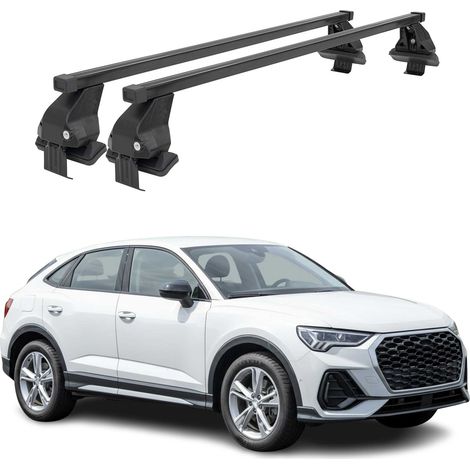 OMAC Dachträger Querträger Stahl für Audi Q3 F3 Sportback 2019-2025 – Abschließbar – City-Crash-getestet – DIN 75302:2019 – ISO/PAS 11154:2006 – Max. 50 kg Schwarz (1/5)