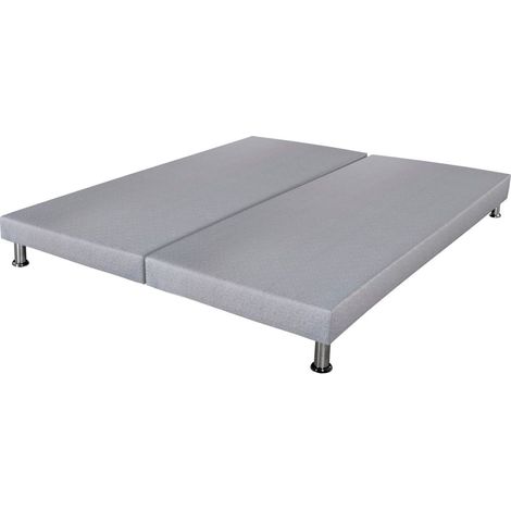 Sommier déco SR9 + pieds - Gris clair 2x80x200 - Lattes bois massif - H.13 cm (1/5)