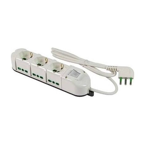 MULTIPRESA 3 POSTI BIPASSO LINEA RETAIL TRIAX - bianca 4912 SPINA 16 A