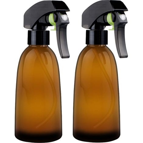 Lot de 2 flacons vaporisateurs vides en PET ambré, 200 ml, rechargeables pour huiles essentielles, produits de nettoyage ou aromathérapie (maison, salon de coiffure, jardin). (1/5)