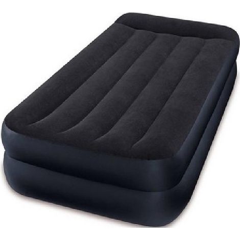 Intex – Matelas gonflable 2 personnes 152x203x42 cm – Polyester avec technologie Fiber-Tech – Coussin intégré et gonfleur électrique inclus – Sac de transport