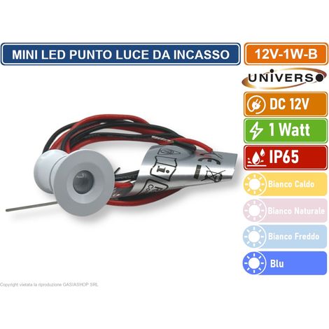 UNIVERSO 12V-1W-B PUNTO LUCE FARETTO LED DA INCASSO 1W DC 12V DA ESTERNO IP65 - Colore Luce:Bianco Caldo (1/4)