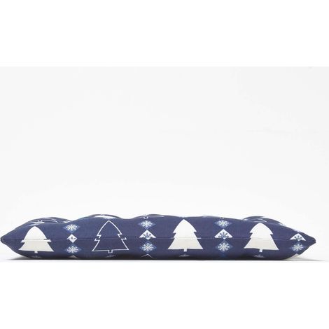 HOMESCAPES Lot de 4 Galettes de chaise Noël Sapins Bleu en coton
