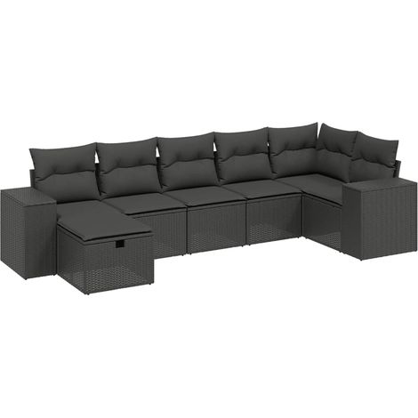 Set Divani da Giardino con Cuscini 7pz Nero Polyrattan vidaXL (1/4)