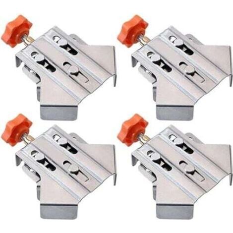 [NEVER USED] Set of 4 right angle clamps for woodworking, 90 degree stainless steel support with adjustable rotating jaws for carpentry, engineering and framing.
