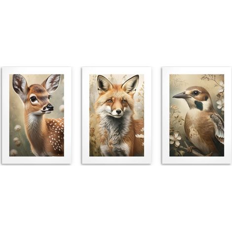 Affiches décoratives pour chambres d'enfants Animaux de la forêt 30x40 (1/5)