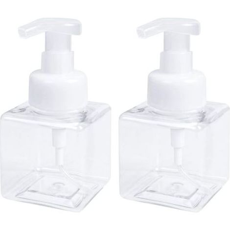 Lot de 2 distributeurs de savon mousse 250 ml - Flacon pompe vide pour cuisine et salle de bain, adapté pour savon mains et nettoyant visage (1/5)