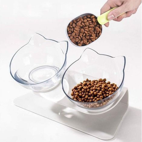 Orthopedic Anti-Vomiting Pet Bowl with Raised Stand, Double Bowl Cat Feeder, 15° Tilted Platform, Perfect for Cats and Small Dogs (1/5)