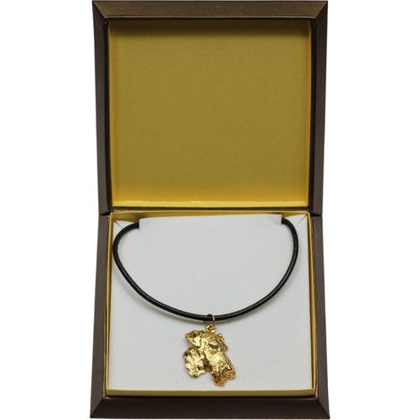 Airedale Terrier, Waterside Terrier: collar para perros en caja de regalo, colgante chapado en oro para amantes de los perros, impresionante joyería de Art-Dog. (1/5)