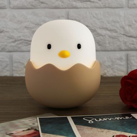 Niedliche, kükenförmige, wiederaufladbare LED-Nachtlampe aus Silikon, Mini-Leselampe (Kaltweiß) (1/5)