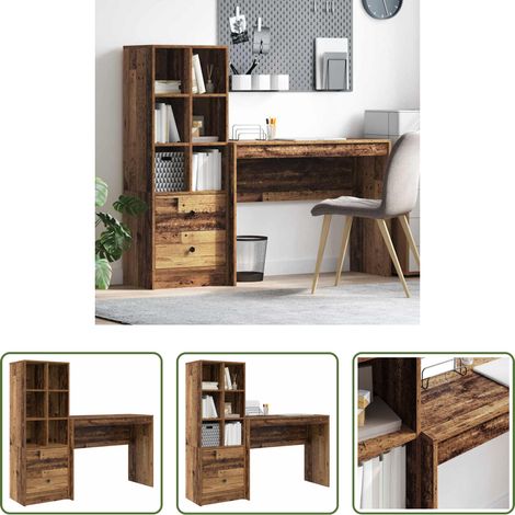 vidaXL Bureau ancien - Bureau avec tiroir 2 pcs Bois ancien (1/5)