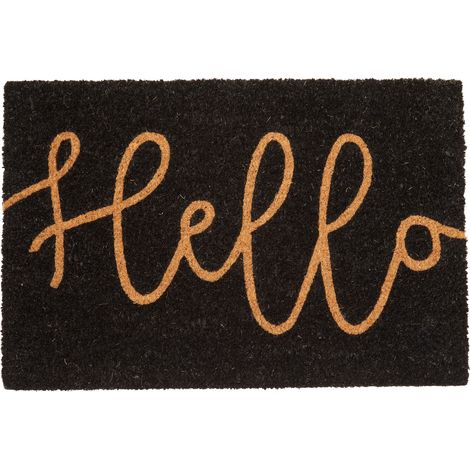 Premier Housewares Hello Design Door Mat Non Slip Floor Mat Indoor And Outdoor Welcome Mat With Robust Coir For Door Entrances House Entryway Kitchen Outside Porch And More 40 x 2 x 60 (1/5)