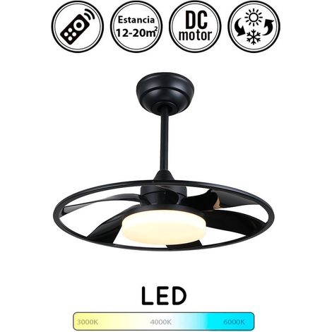 Ventilador de techo con luz silencioso DC con mando Celsius Negro 50 cm invierno-verano color luz regulable (1/3)