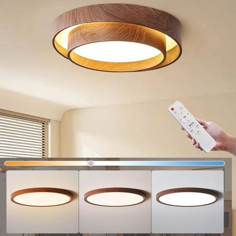 Dimmbare moderne LED-Deckenleuchte mit Holzoptik, rund, Einbauleuchte, 40 cm, ideal für Schlafzimmer, Wohnzimmer, Badezimmer (1/5)