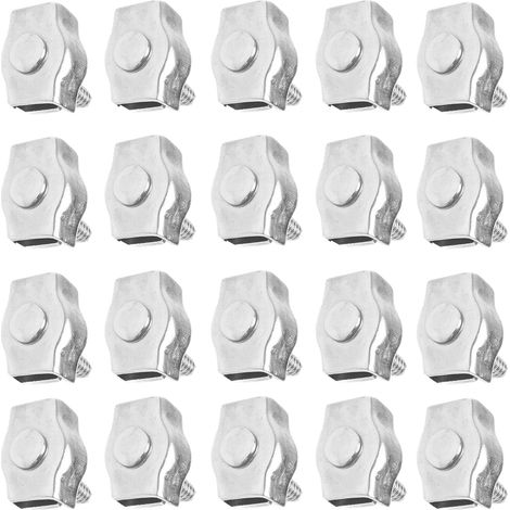20 Pièces Serre Câble M3, Serre Câble, Serre Câble Inoxydable, pour Corde à Linge, Auvent, Fixation de Câble Métallique. M3, 17mm x 9mm x 6mm (1/5)