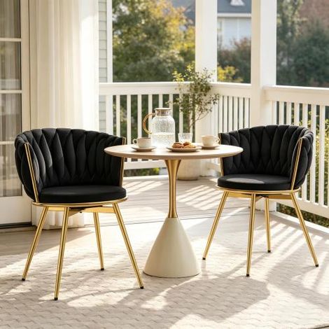 Chaises de cuisine avec dossiers rembourrés, assises larges et fonction pivotante (lot de 2) (1/5)