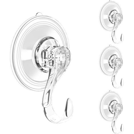 Lot de 4 crochets à ventouse transparents et résistants pour fenêtre en verre, salle de bain, douche (1/5)