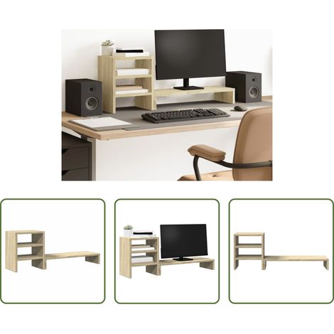 Schreibtisch Organizer - Monitorständer mit Schreibtisch-Organizer Sonoma-Eiche (1/5)