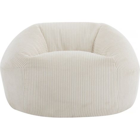Pouf in velluto a coste "Cusco" - 80 x 74 x 49 cm - Beige (1/4)