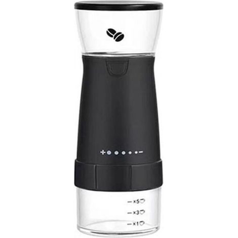 Machine à café portable, moulin à café électrique, moulin à café manuel en acier inoxydable pour la maison, noir (1/5)