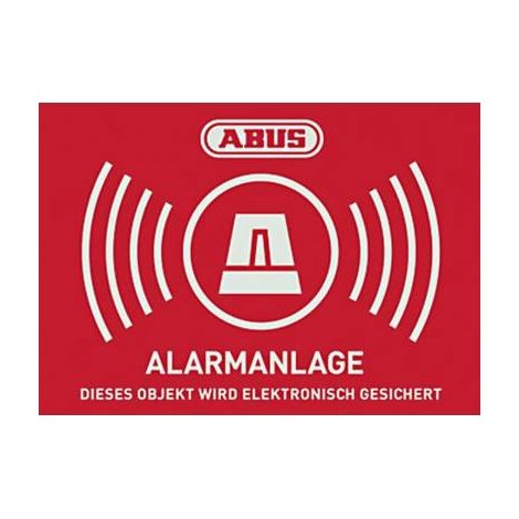 AUTOCOLLANTS D'AVERTISSEMENT ''SYSTÈME D'ALARME'' ABUS AU1423 ROUGE, BLANC (L X H) 74 MM X 52.5 MM (1/4)