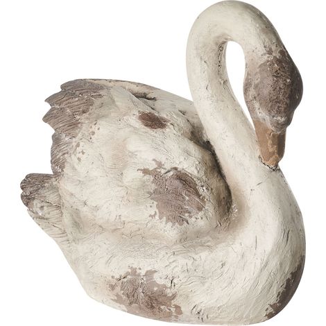 Statua decorativa da giardino elemento d'arredo cigno in MgO 22 x 44 x 37 cm decorazione beige Paciano