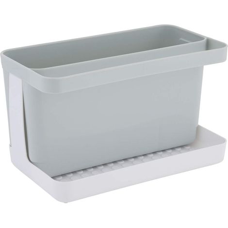 axentia Organizer portautensili per lavello della cucina in plastica, organizzatore lavello cucina, ca. 20,5 x 12,5 x 11,5 cm, grigio/bianco (1/5)
