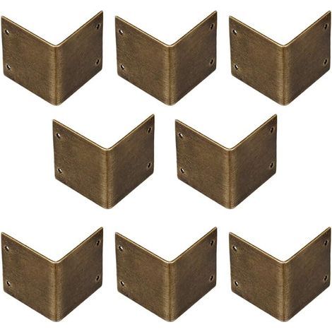 Lot de 8 protections d'angle en laiton pur à angle droit de 90 degrés en bois de camphre, protection de bord antique (30 x 30 mm) (1/4)