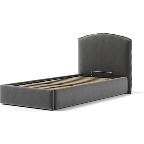 letto singolo contenitore "moon" in tessuto grigio 90x190 cm