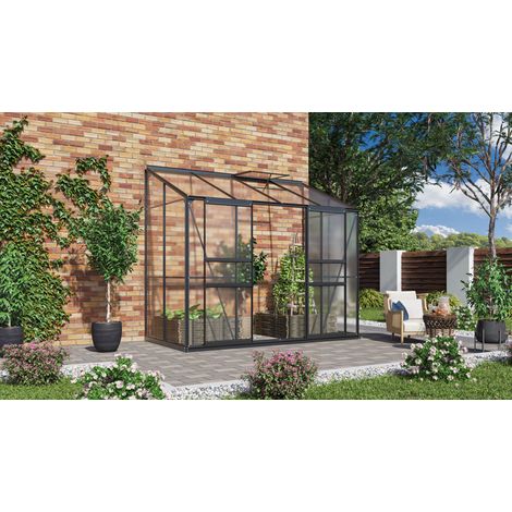 Vitavia Anlehn-Gewächshaus "Ida 3300", schwarz, 3,3 m², 4 mm HKP (1/4)