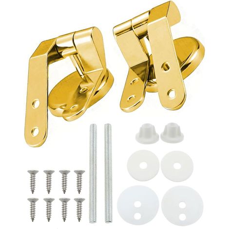 2er-Pack Toilettensitzscharniere, Scharniere aus Zinklegierung mit Schrauben, Toilettensitzbefestigungen, Universal-Toilettensitz, Toilettensitzbefestigung (Gold)