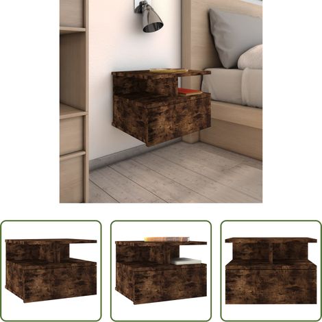 vidaXL Wandhalterung Nachttisch - Nachttisch Hängend Räuchereiche 40x31x27 cm Holzwerkstoff (1/5)