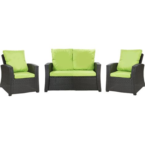Set coussins pour salon de jardin résine tressée 4 places, coussins pour canapé 130x50x7cm, coussins pour fauteuil de jardin 2x50x56cm Citron (1/5)