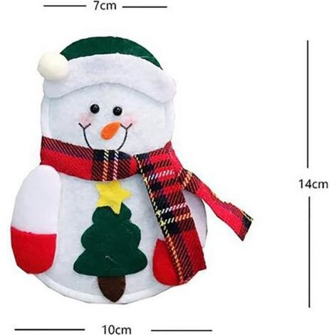 Porte-couverts de Noël en non tissé, set de 8 pièces avec motifs Bonhomme de Neige, Père Noël et Élan pour décoration festive de table (1/4)