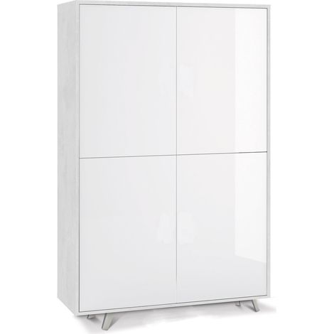 Mobile Multiuso 4 Ante 107x169x41 cm Ossido Bianco/Bianco Lucido (1/3)