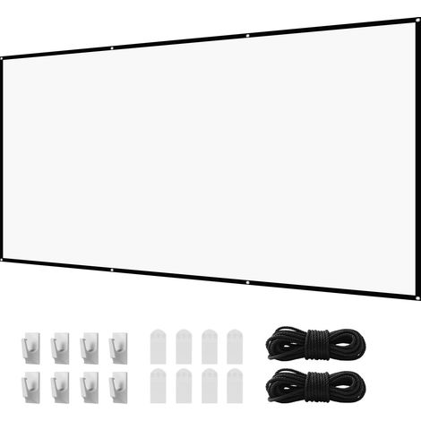 Mophorn Schermo Manuale per Proiettore, 3048 mm 16:9 4K 1080 HD, Schermo da Parete con 8 Ganci, Nastri Adesivi e Corde, Ideale per Proiezioni Domestiche e Cinema Portatile (1/5)
