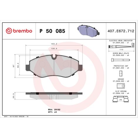 PLAQUETTES DE FREIN AVANT BREMBO P50085