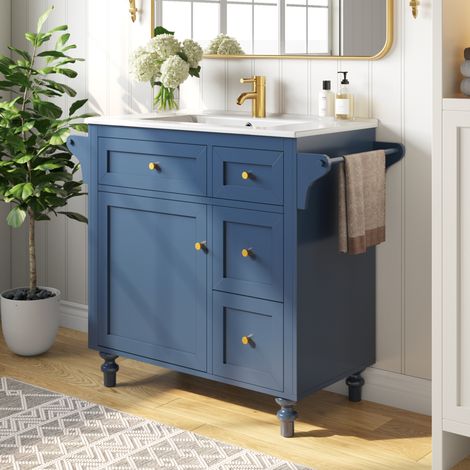 Mobile bagno con lavabo e cassetti 99,5x45x86 cm OKMYHOME (1/5)