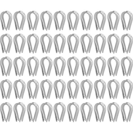 Paquete de 50 guardacabos para cables de acero, otros sujetadores, herramientas de montaje de cables de acero inoxidable, guardacabos para aparejos, guardacabos para velas (M4 (4 mm)) y otros sujetado