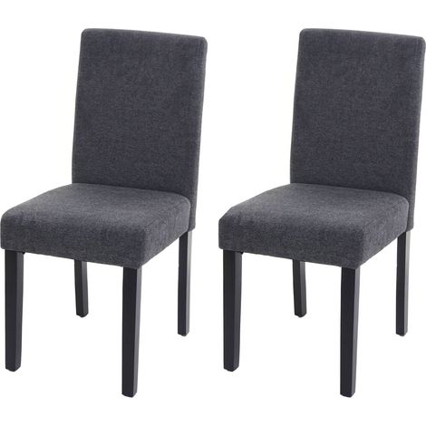 Set 2x sedie Littau tessuto soggiorno cucina sala da pranzo 43x56x90cm antracite piedi scuri
