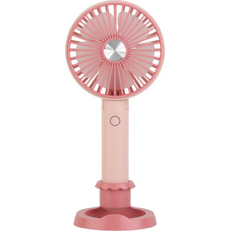 Ventilateur portable rose, 3 vitesses de ventilation - Rechargeable par USB - Pliable - Idéal pour les voyages et le camping (1/5)