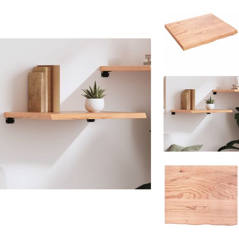 Wandregal Hellbraun 60x50x(2-4) cm Massivholz Eiche Behandelt - Wandregal - Eichendielen - Holzmöbel - Landhausstyle - Wohnraumorganisation (1/5)