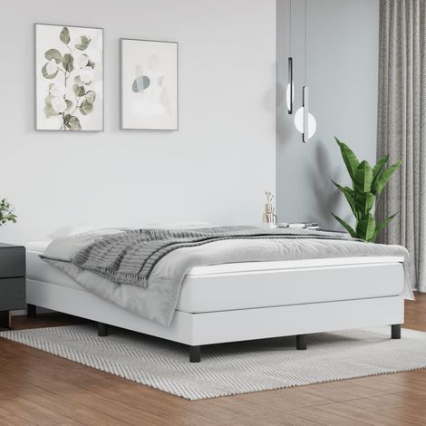 Cama box spring con colchón cuero sintético 140x190 cm