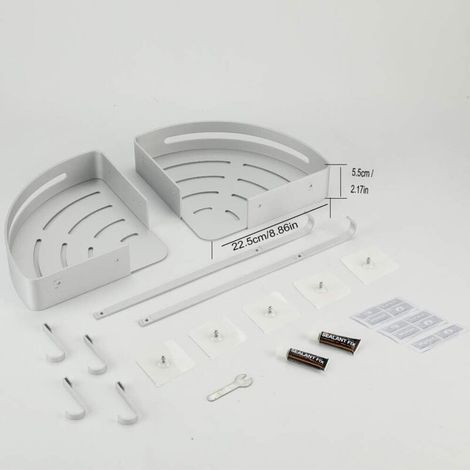 Etagere De Douche D'angle - Aluminium Antirouille - 2 Tablettes - Sans Perçage - Pour Salle De Bain - 1 Piece (1/4)