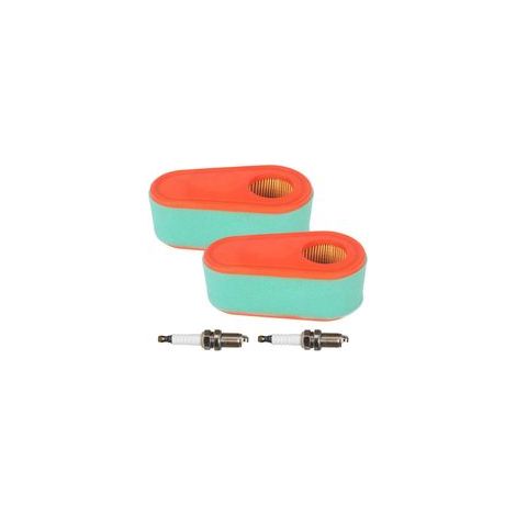 Set mit 2 ovalen Ersatzluftfiltern, Vorfilter, Kraftstofffilter und Zündkerze für Briggs & Stratton Motoren der DOV 700-Serie 795066, 796254 und 5419 (1/5)