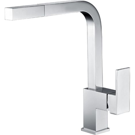IMEX Grifo monomando extraíble para cocina de acero y latón cromado cartucho 35 mm tubos flexibles 50 cm modelo Constanza (1/2)