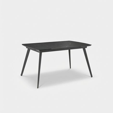 Mesa de comedor extensible de cerámica y metal George - Efecto mármol negro